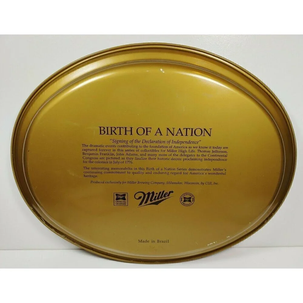 Miller Birth Of A Nation Declaration Of Independence Metal Serving Platter Tray